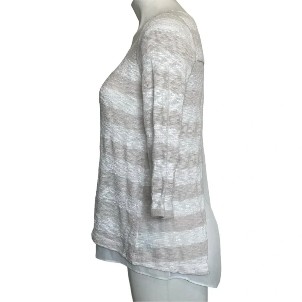 White House Black Market Knit Top Women’s XS | Taupe, White